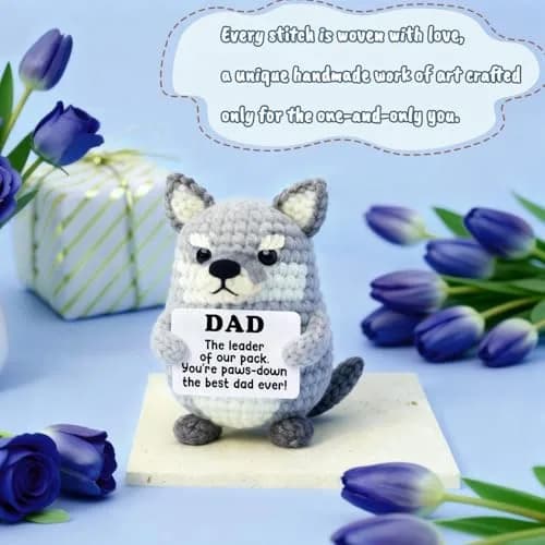 WEYON Handmade Crochet Wolf Plush Gift for Dad | 2-3 inches (5-7.6 cm) thumbnail 7