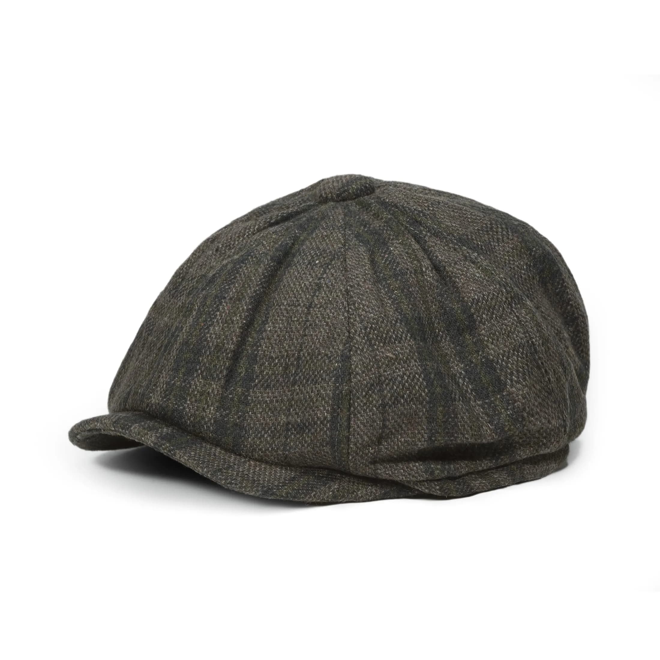 Croogo Plaid Newsboy Cap Classic Vintage Flat Cap Gatsby Ivy Golf Cabbie Hat Winter Beret Caps,GrayGreen-NB25Q12 | Unisex Vintage Style