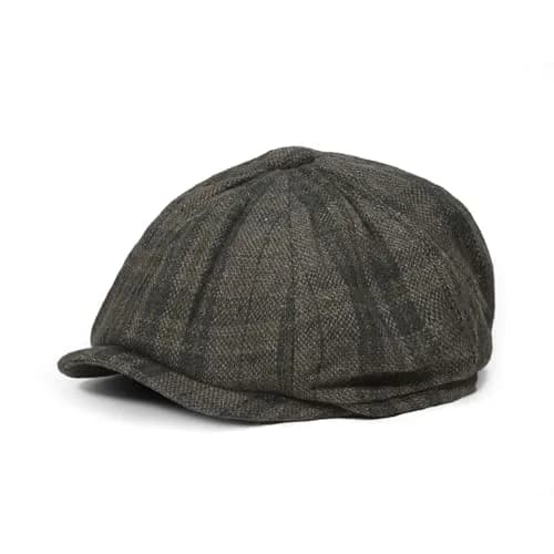 Croogo Plaid Newsboy Cap Classic Vintage Flat Cap Gatsby Ivy Golf Cabbie Hat Winter Beret Caps,GrayGreen-NB25Q12 | Unisex Vintage Style thumbnail 1