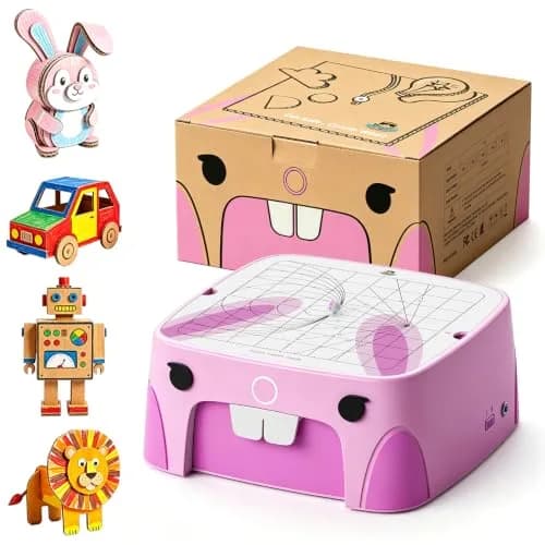 BEAVERBOT C2 Upgraded Cardboard Cutter for Kids, Pink | Dual Speed Rabbit Craft Tool for Ages 5+ thumbnail 1