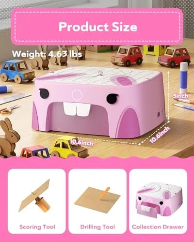BEAVERBOT C2 Upgraded Cardboard Cutter for Kids, Pink | Dual Speed Rabbit Craft Tool for Ages 5+ thumbnail 9