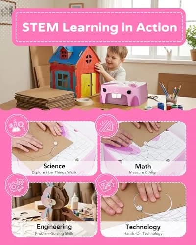 BEAVERBOT C2 Upgraded Cardboard Cutter for Kids, Pink | Dual Speed Rabbit Craft Tool for Ages 5+ thumbnail 4