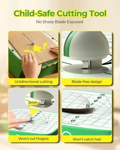 BEAVERBOT C2 Upgraded Cardboard Cutter for Kids, Dual Speed Dinosaur, Green | Safe bladeless design for precise craft cuts thumbnail 5