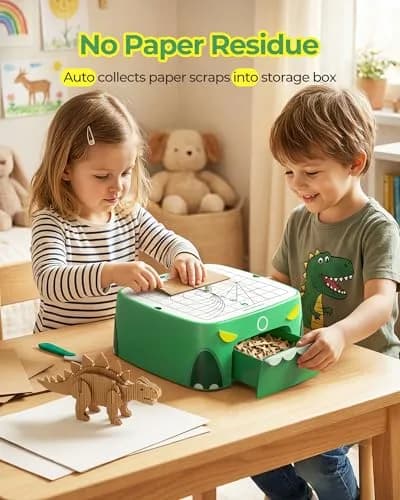 BEAVERBOT C2 Upgraded Cardboard Cutter for Kids, Dual Speed Dinosaur, Green | Safe bladeless design for precise craft cuts thumbnail 6