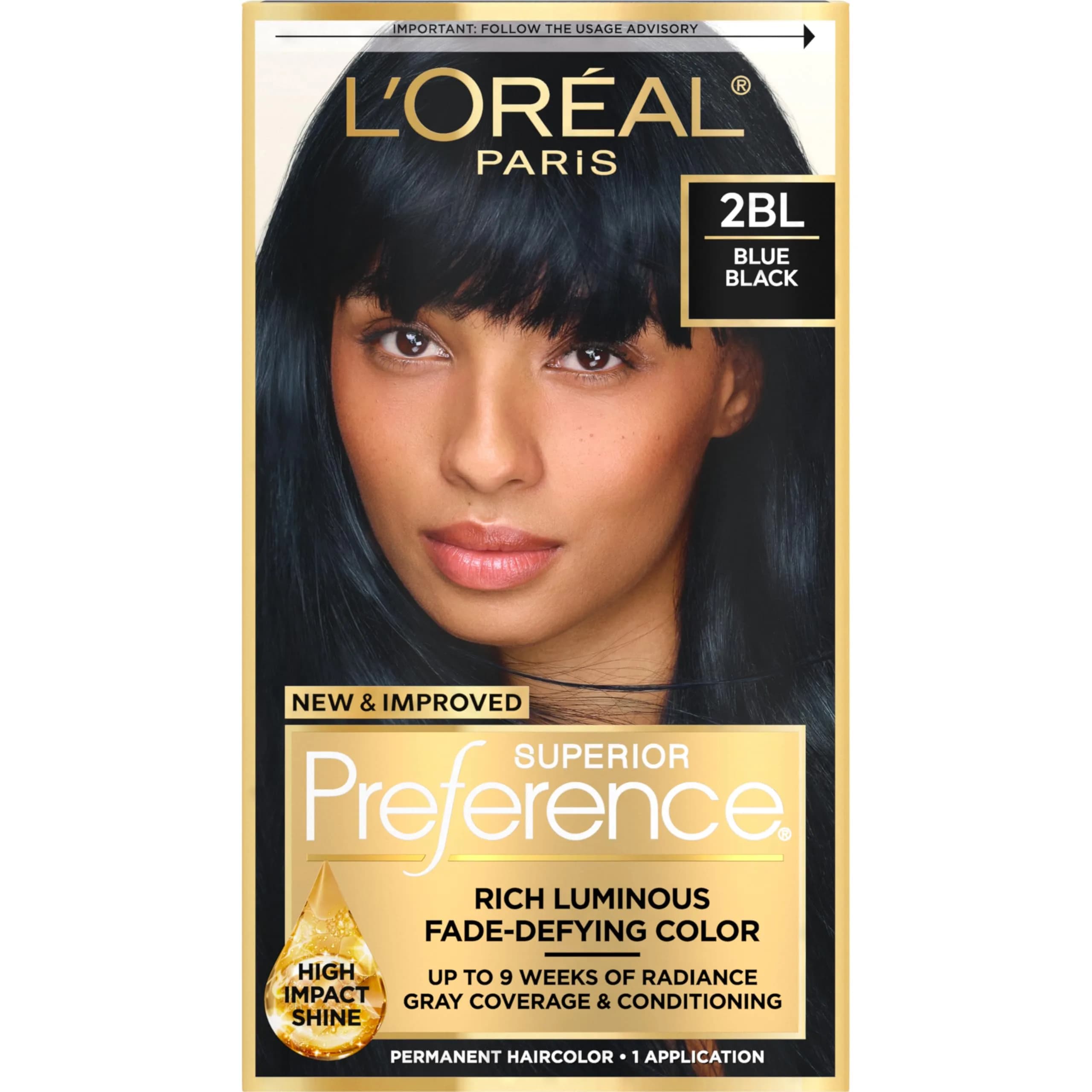 L'Oreal Paris Superior Preference 2BL Blue Black Permanent Hair Color | Fade-Defying Shine System - main product image