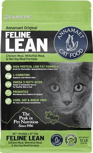Annamaet Original Feline Lean Dry Cat Food, 12 lb Bag | Supports Lean Mass & Weight Control thumbnail 1