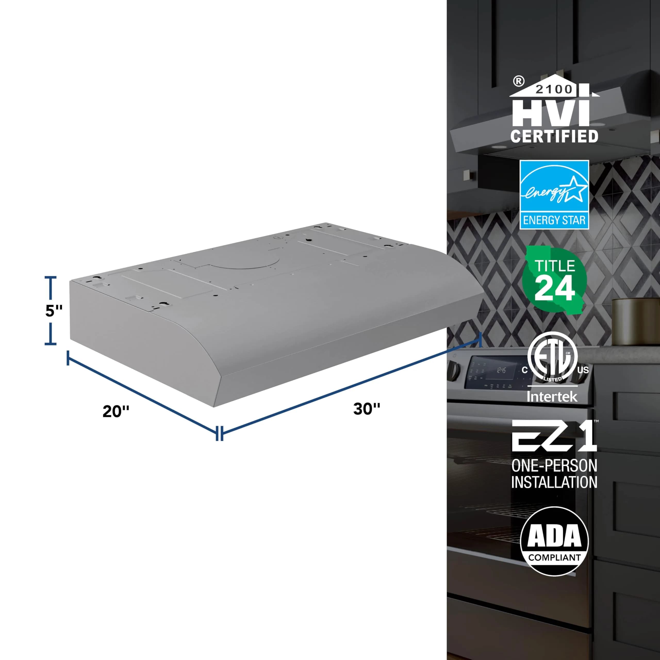 Broan-NuTone 30-Inch Stainless Steel Under Cabinet Range Hood | Quiet 350 CFM 1.5 Sones Ventilation - view 3