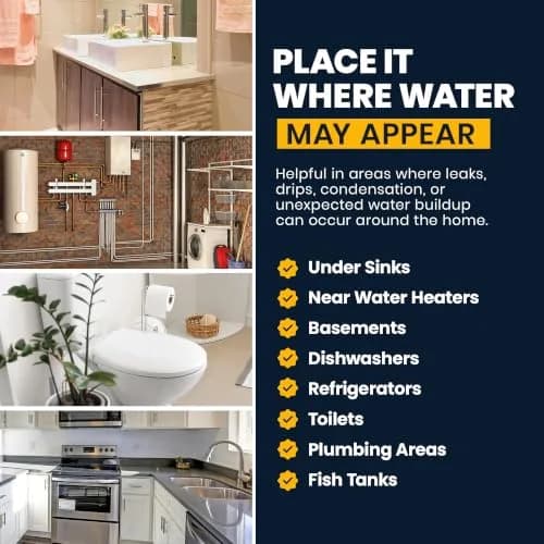 Zircon Leak Alert™ Water Leak Detector 3 Pack | Loud 90 dB Water Alarm for Home & Basement thumbnail 4
