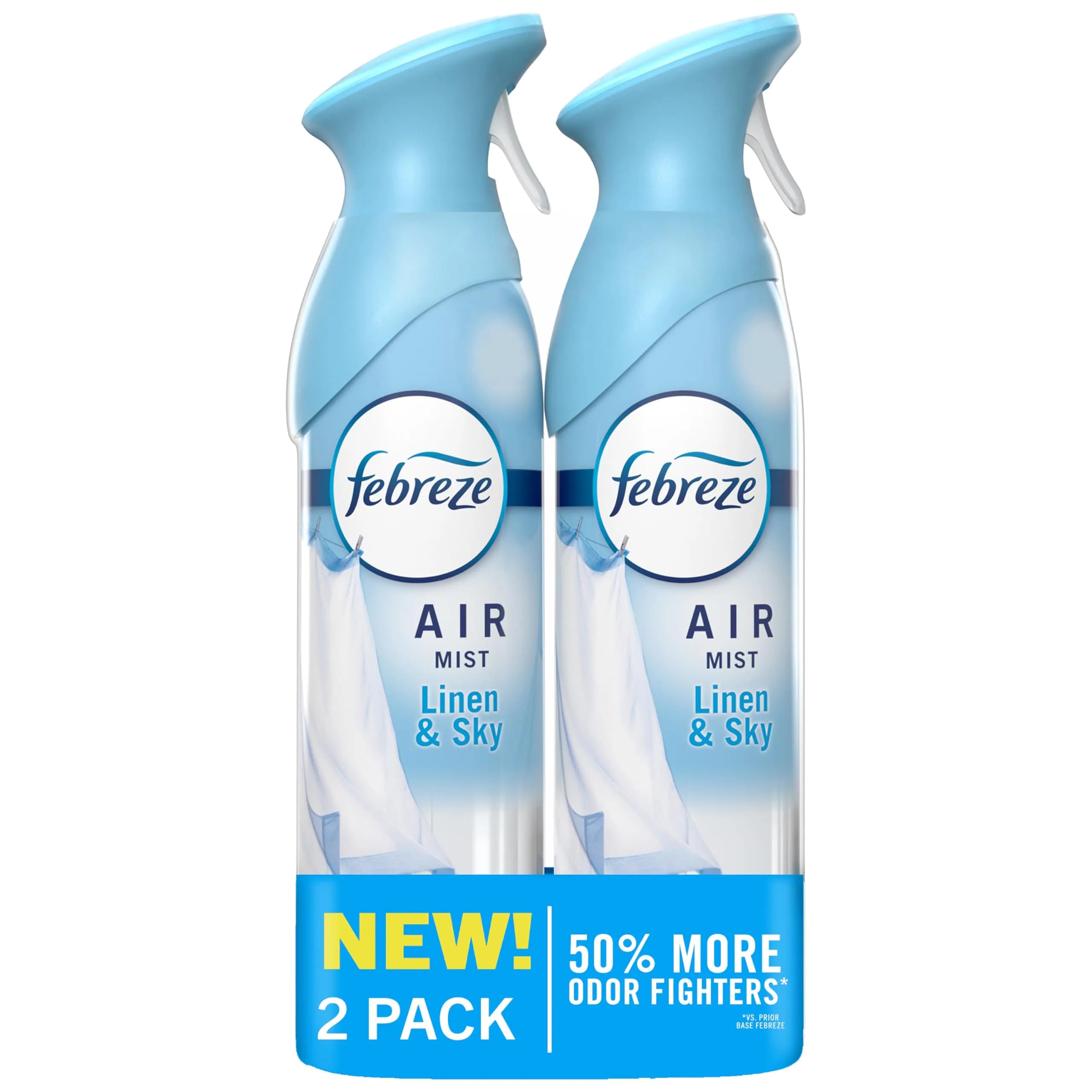 Febreze Air Mist Air Freshener Spray Linen & Sky Scent 473ml (16.2oz) Pack of 2 | Fights Odors for 6 Hours — Linen & Sky Scent