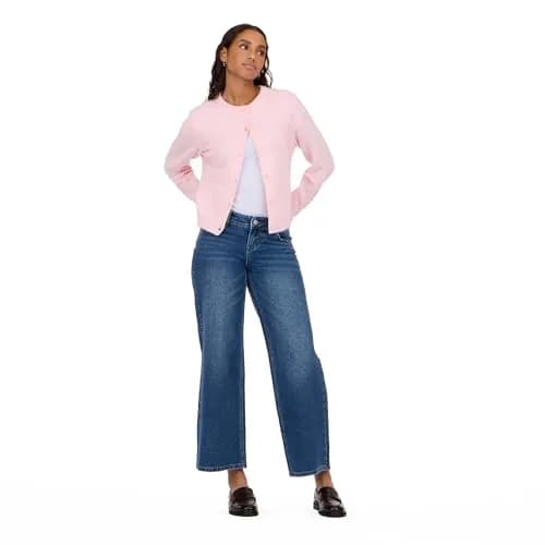 Forever 21 Women’s Cardigan Sweater – Soft Knit Long Sleeve Button Front Layer for Casual Wear, Pink Large thumbnail 2