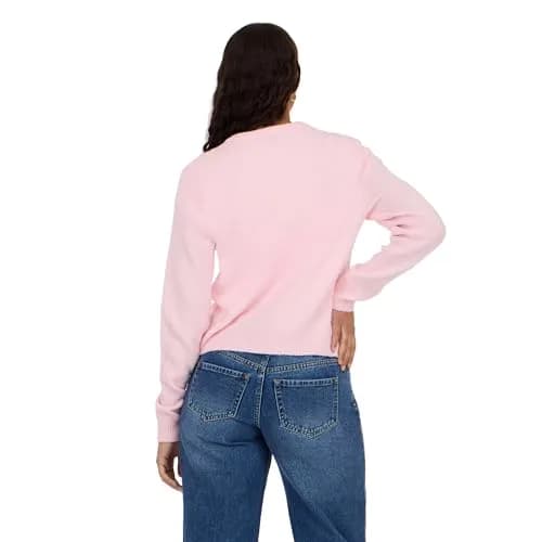 Forever 21 Women’s Cardigan Sweater – Soft Knit Long Sleeve Button Front Layer for Casual Wear, Pink Large thumbnail 4