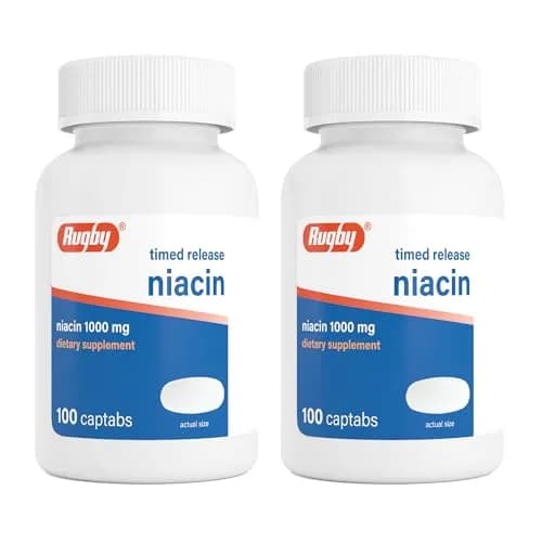 RUGBY LABORATORIES Timed-Release Niacin 1000mg | Supports Metabolism & Circulation thumbnail 1