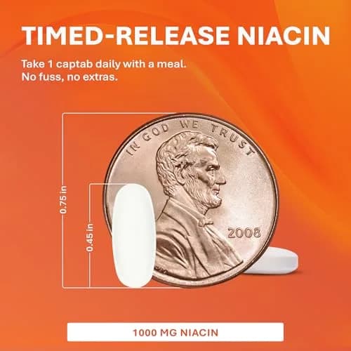 RUGBY LABORATORIES Timed-Release Niacin 1000mg | Supports Metabolism & Circulation thumbnail 4