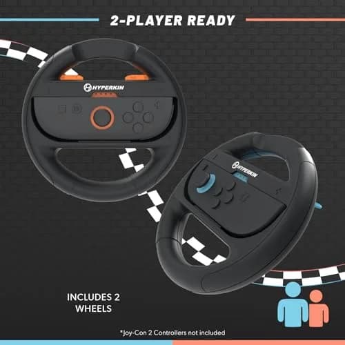 Hyperkin Joy-Ride Racing Wheel (2 Pack) for Nintendo Switch | Orange & Blue Wheels, Ergonomic Grip, Compatible with Joy-Con & Switch 2 thumbnail 2