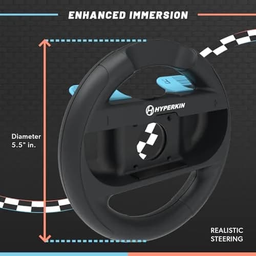 Hyperkin Joy-Ride Racing Wheel (2 Pack) for Nintendo Switch | Orange & Blue Wheels, Ergonomic Grip, Compatible with Joy-Con & Switch 2 thumbnail 3