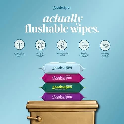 goodwipes Flushable Wipes 300 Count (Pack of 6) Fragrance-Free | Septic Safe, Extra Large, Adult Wet Wipes thumbnail 2