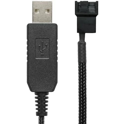 CRJ 12V Step-Up USB Fan Power Adapter Cable 12-inch Black Sleeved | Full Fan Speed for 3/4-Pin Fans thumbnail 1