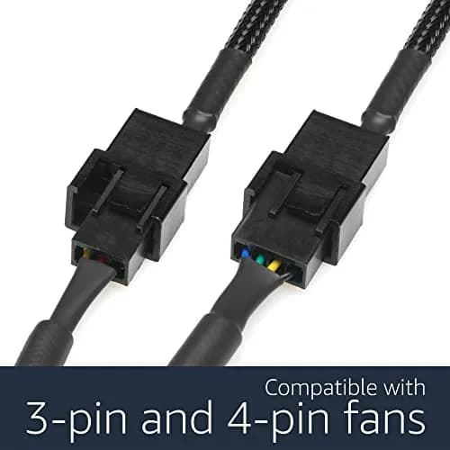CRJ 12V Step-Up USB Fan Power Adapter Cable 12-inch Black Sleeved | Full Fan Speed for 3/4-Pin Fans thumbnail 3