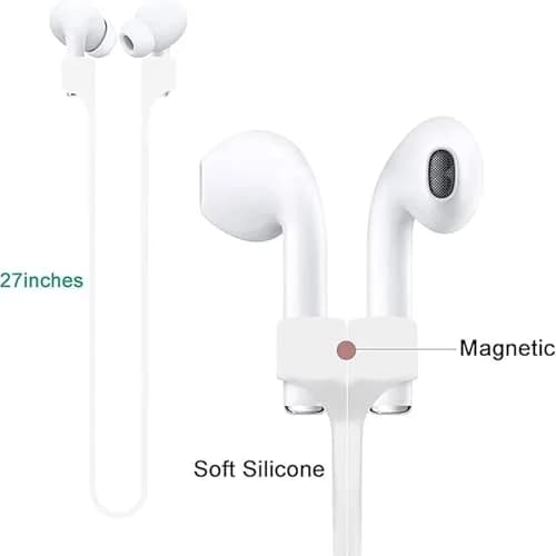 MULTAICH Magnetic Anti-Lost Straps for AirPods 1st/White/White | Silicone Neck Rope Cord, Unisex, 2pcs thumbnail 6