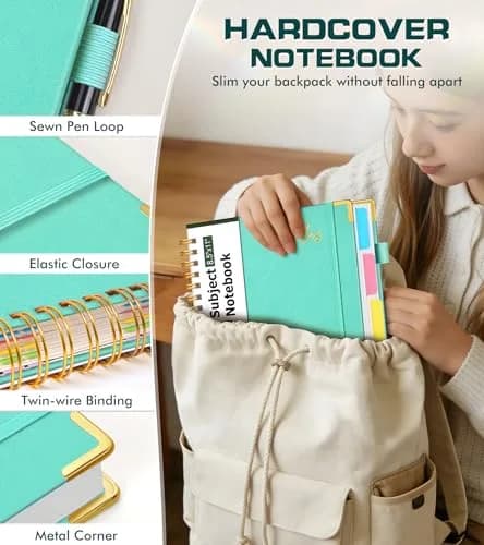 PAPEJOON Hardcover Spiral Notebook Journal 8.5" x 11" (21.6 x 27.9 cm) 300 Pages | 5 Subject Organizer for Work & School thumbnail 2