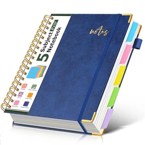 PAPEJOON 5 Subject Spiral Notebook Journal 300 Pages (B5 Size, Navy) | College Ruled Hardcover Leather Notebook thumbnail 1