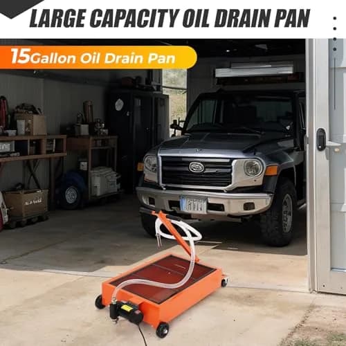 PhoenixCrest 15 Gallon Low Profile Oil Drain Pan with 12v 180w Electric Pump, 65l Heavy-Duty for Cars & Trucks | Fast Oil Change thumbnail 4
