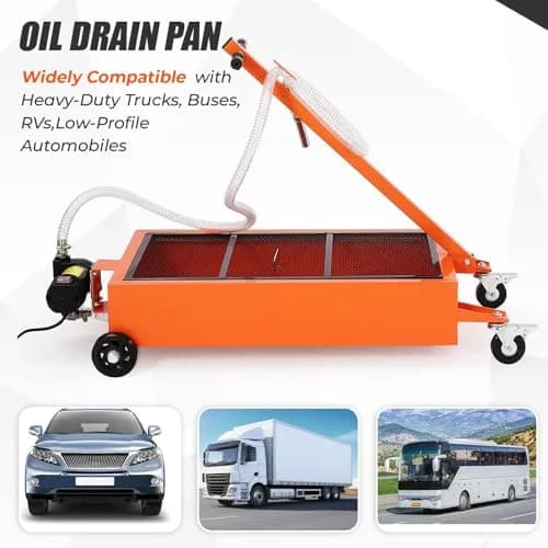 PhoenixCrest 15 Gallon Low Profile Oil Drain Pan with 12v 180w Electric Pump, 65l Heavy-Duty for Cars & Trucks | Fast Oil Change thumbnail 5