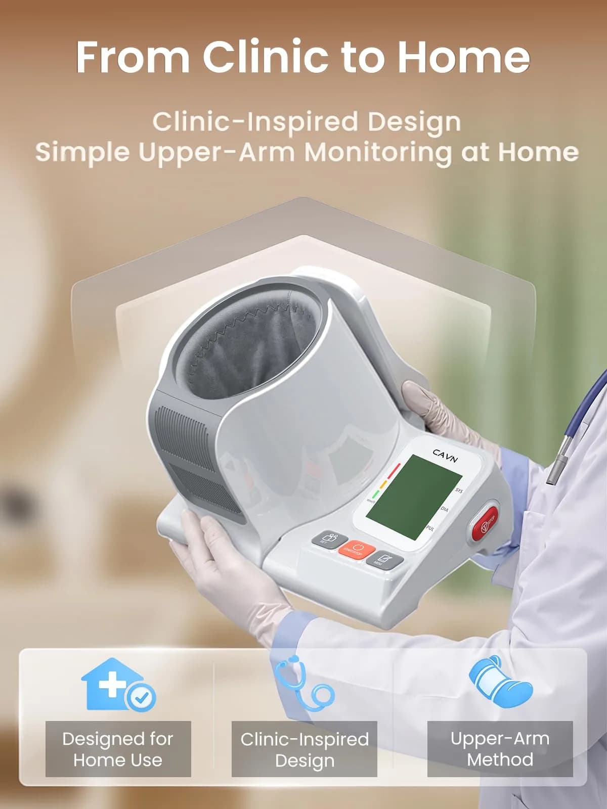 CAVN Automatic Blood Pressure Monitor with Barrel-Type Cuff & Type-C Rechargeable Battery | FDA-Cleared for Home Use - view 8