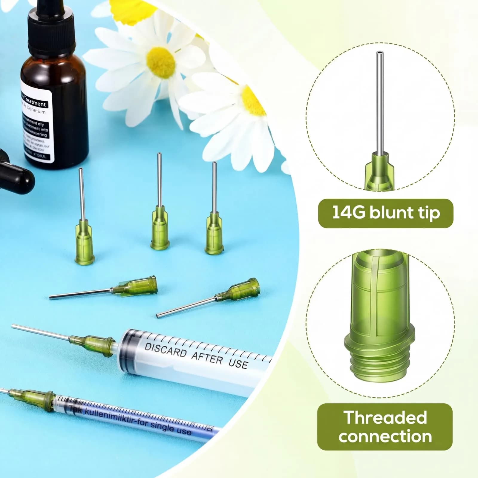 Honoson 150 Pcs Blunt Tip Needles 1 Inch Luer Lock, Black | 14G x 1 Inch (25mm) Stainless Steel Dispensing Needles - view 3