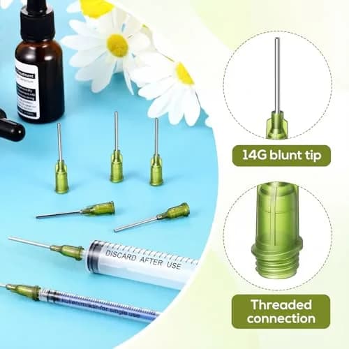 Honoson 150 Pcs Blunt Tip Needles 1 Inch Luer Lock, Black | 14G x 1 Inch (25mm) Stainless Steel Dispensing Needles thumbnail 3