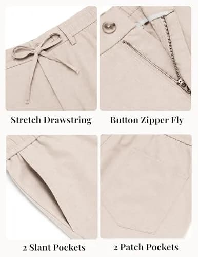 COOFANDY Men's Linen Pants Elastic Waist Drawstring Trousers 86 cm (34 in) Waist x 81 cm (32 in) Inseam | Lightweight Breathable Cotton Blend thumbnail 5