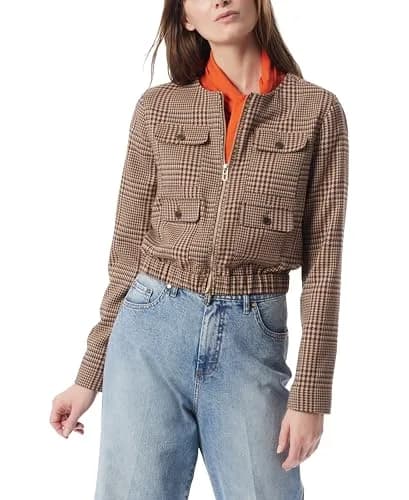 DEE OCLEPPO Womens Lena Collarless Zip Front Crop Jacket 65% Polyester, 33% Viscose, 2% Spandex | Chic, Versatile & Imported thumbnail 1
