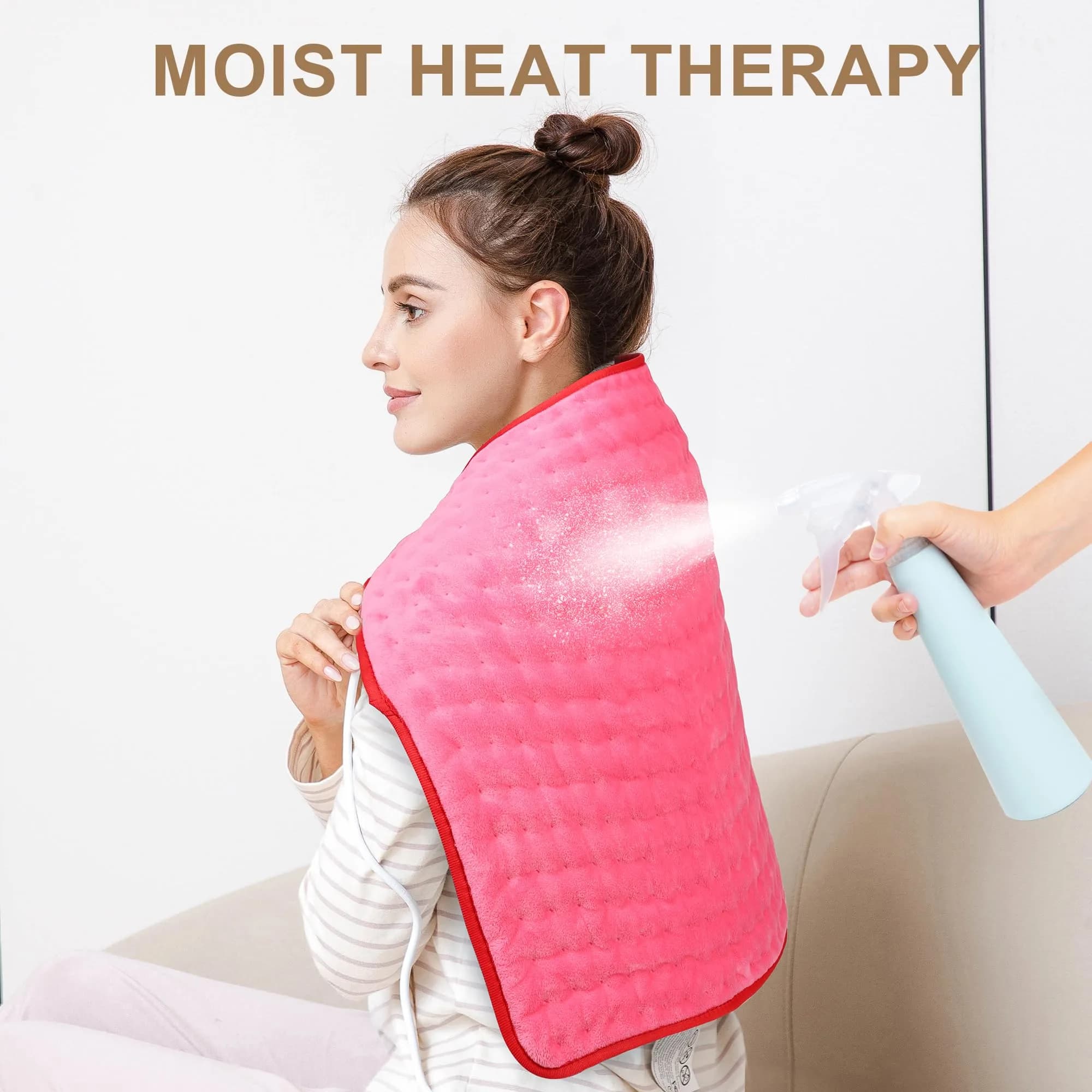 Deepsoon Electric Heating Pad 24x20 Inch Fuchsia | Soothing Heat for Back, Neck, Abdomen, Legs - view 4