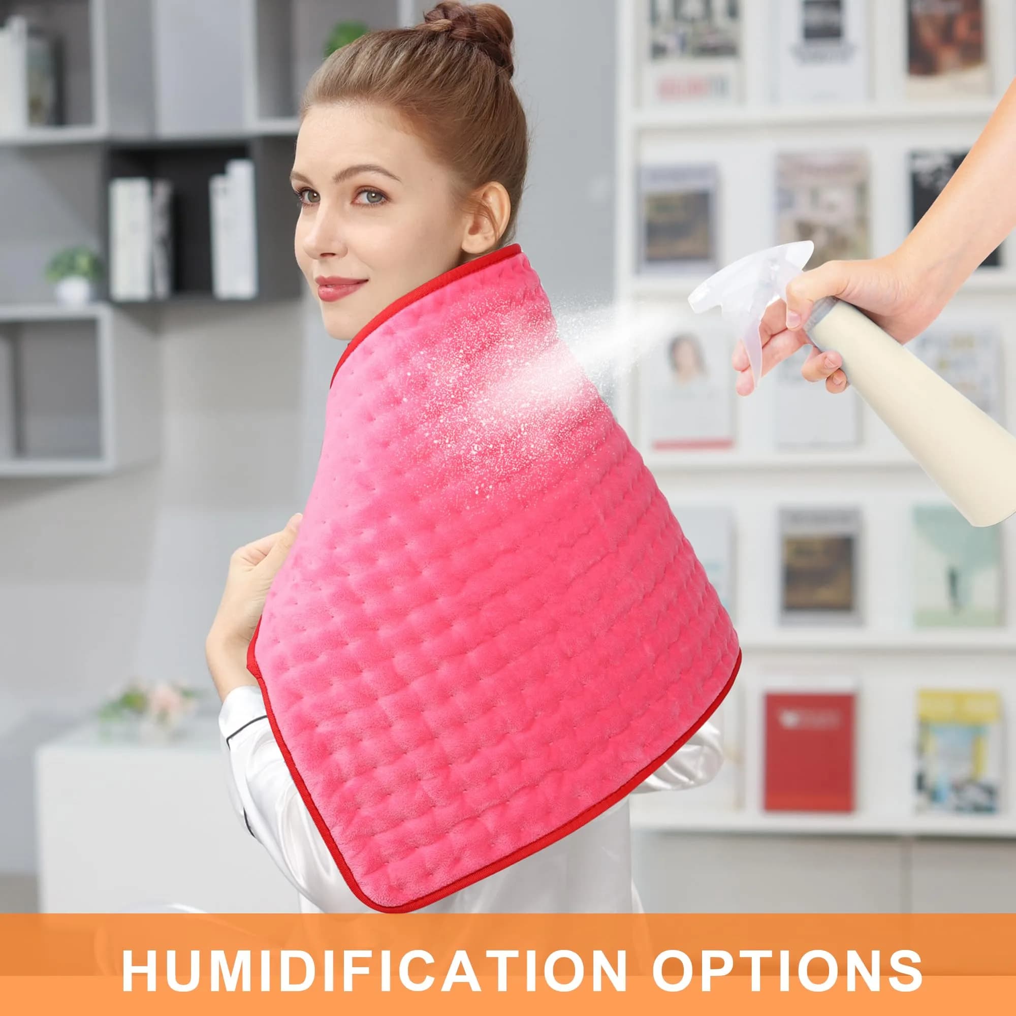 Deepsoon Electric Heating Pad for Back, Neck, Abdomen, Legs (33x17 Inch, Fuchsia) | Fast Heat & Auto Shut Off - view 4