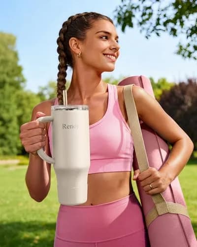 Renoj Insulated Mug 32 oz | Spill-Resistant Travel Water Bottle for Hot & Cold Drinks thumbnail 3