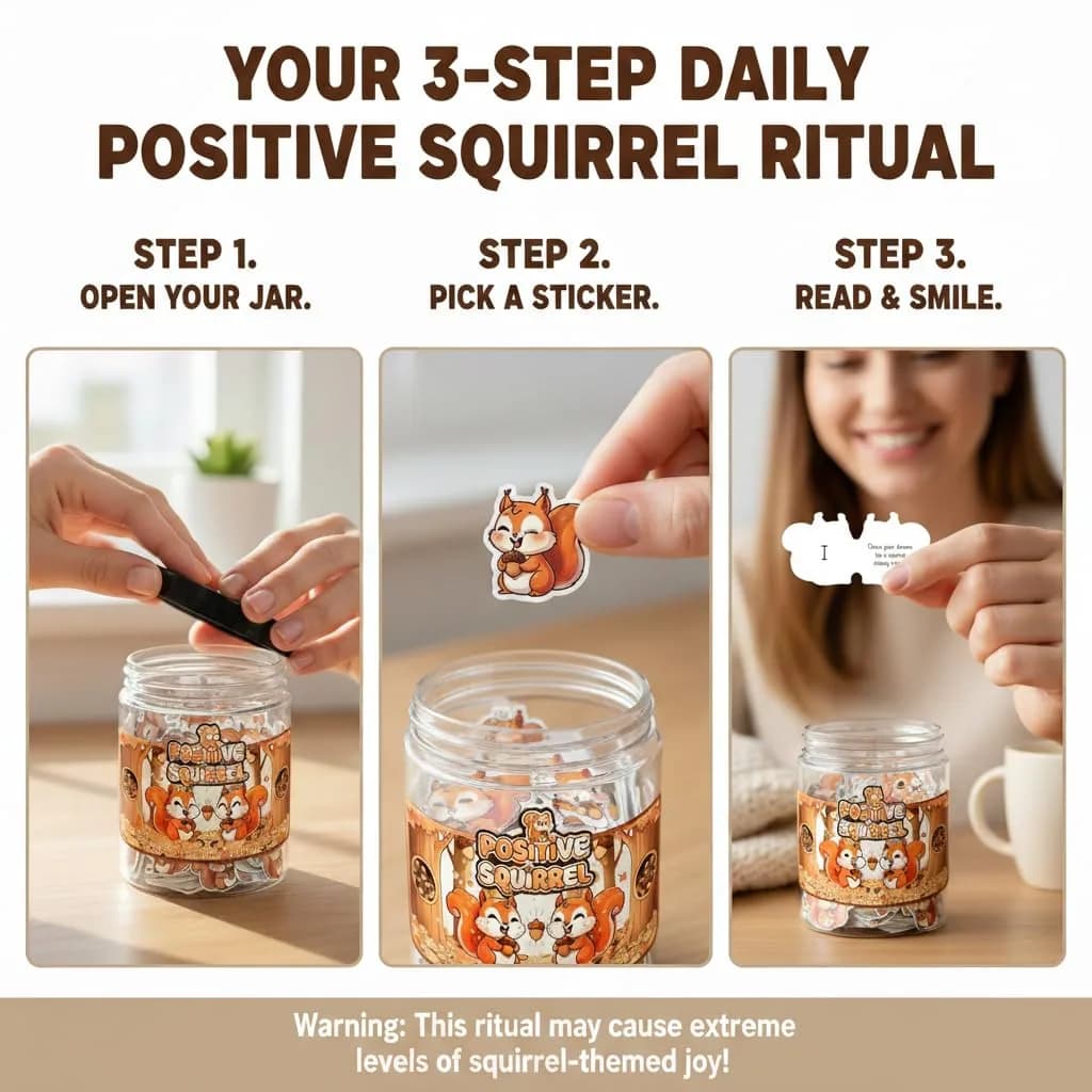 DEARMINE Positive Squirrel Jar with 60 Daily Affirmation Cards | Cute Squirrel Christmas Decor - view 3