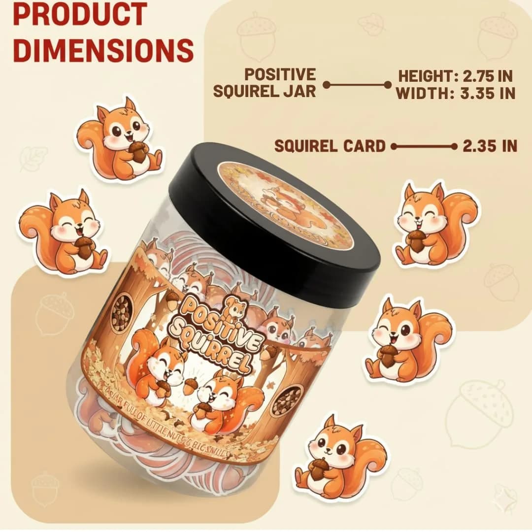DEARMINE Positive Squirrel Jar with 60 Daily Affirmation Cards | Cute Squirrel Christmas Decor - view 8