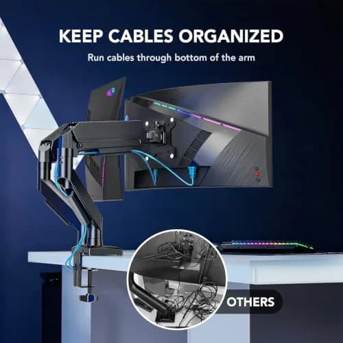AX WABER Dual Monitor Stand for 17″–32″ Screens | Full Motion VESA Mount with C-Clamp & Grommet Base thumbnail 6