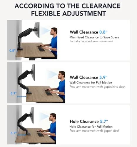 AX WABER Dual Monitor Stand for 17″–32″ Screens | Full Motion VESA Mount with C-Clamp & Grommet Base thumbnail 7