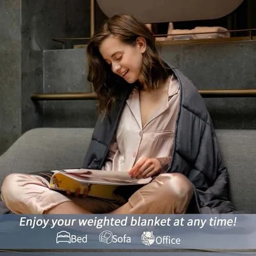 HOELLL Weighted Blanket 10lbs 48"x72" | Full Size for Adults, Breathable Cotton thumbnail 3