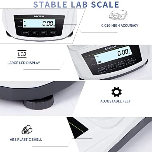 LACHOI Lab Scale 0.01g*5000g | Precision Laboratory Balance with LCD Display thumbnail 6