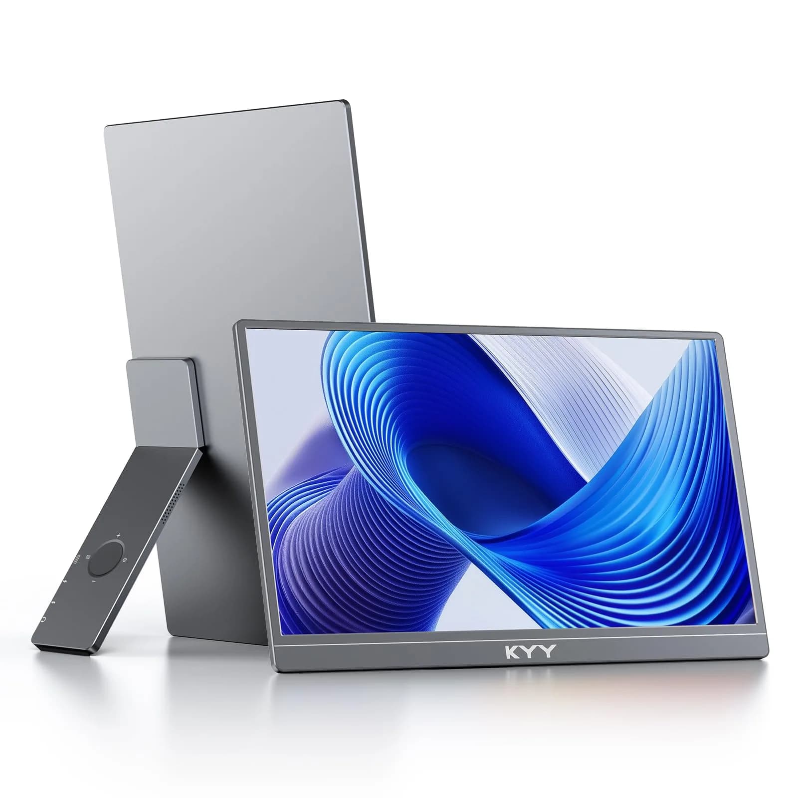 KYY 15.6" FHD Portable Monitor with Built-in Stand | 1920x1080 IPS Display — Grey