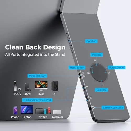 KYY 15.6" FHD Portable Monitor with Built-in Stand | 1920x1080 IPS Display thumbnail 3