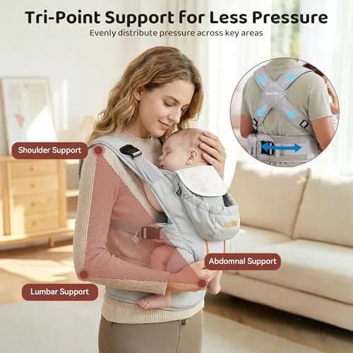 CoziBB Baby Carrier 3-in-1 with Air Cushion Waist Belt | Ergonomic Newborn to Toddler Support (70-120 chars) thumbnail 5