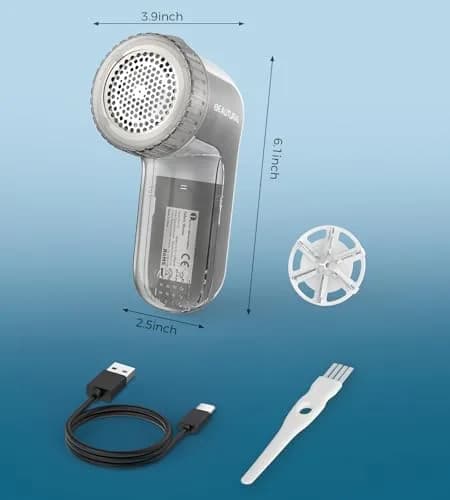 BEAUTURAL Rechargeable Fabric Shaver and Lint Remover, Portable Sweater Defuzzer with 3 Speeds | Removes Pilling from Clothes and Upholstery thumbnail 7