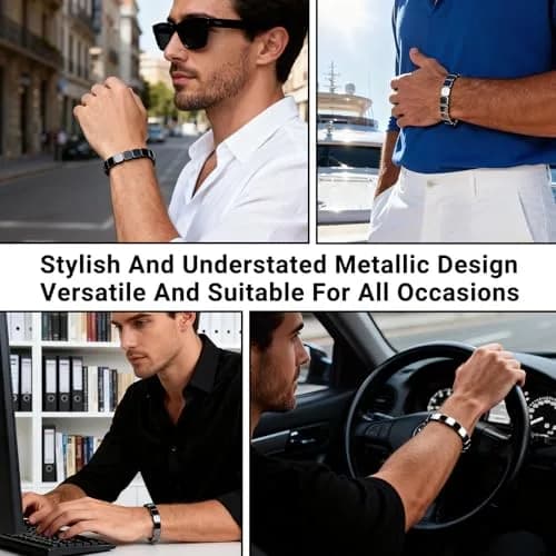 SHANGFEI Natural Hematite Bracelet for Men | 10.16 cm (4 inches) Square Beads thumbnail 6