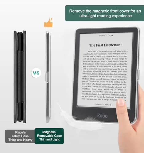 E NET-CASE Detachable Magnetic Case for 6" Kobo Clara Colour (2024) / Clara BW (2024) / 2E (2022) | Auto Sleep/Wake, Clear Back thumbnail 5
