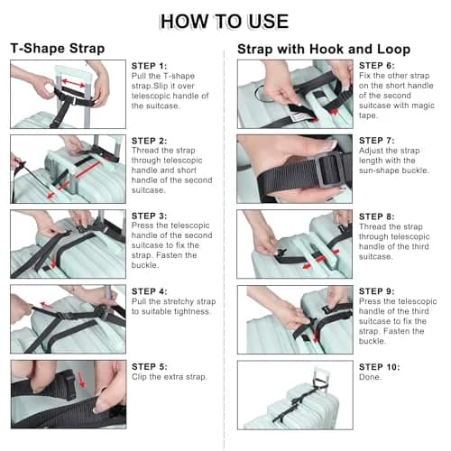 Vigorport Luggage Straps with Metal Buckle, 2-Pack, Black | Connect Luggage for Easier Travel thumbnail 6