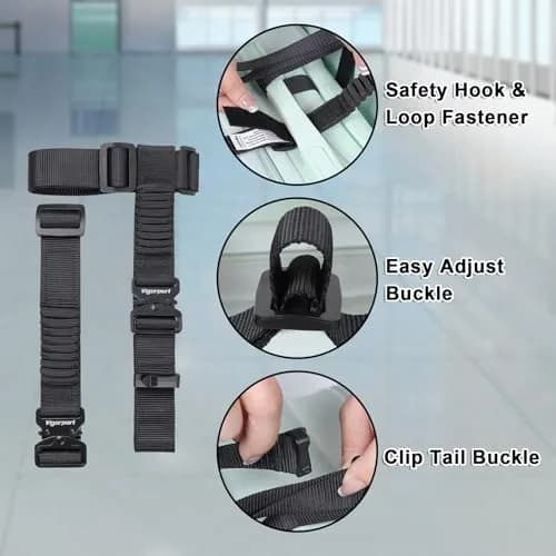 Vigorport Luggage Straps with Metal Buckle, 2-Pack, Black | Connect Luggage for Easier Travel thumbnail 3