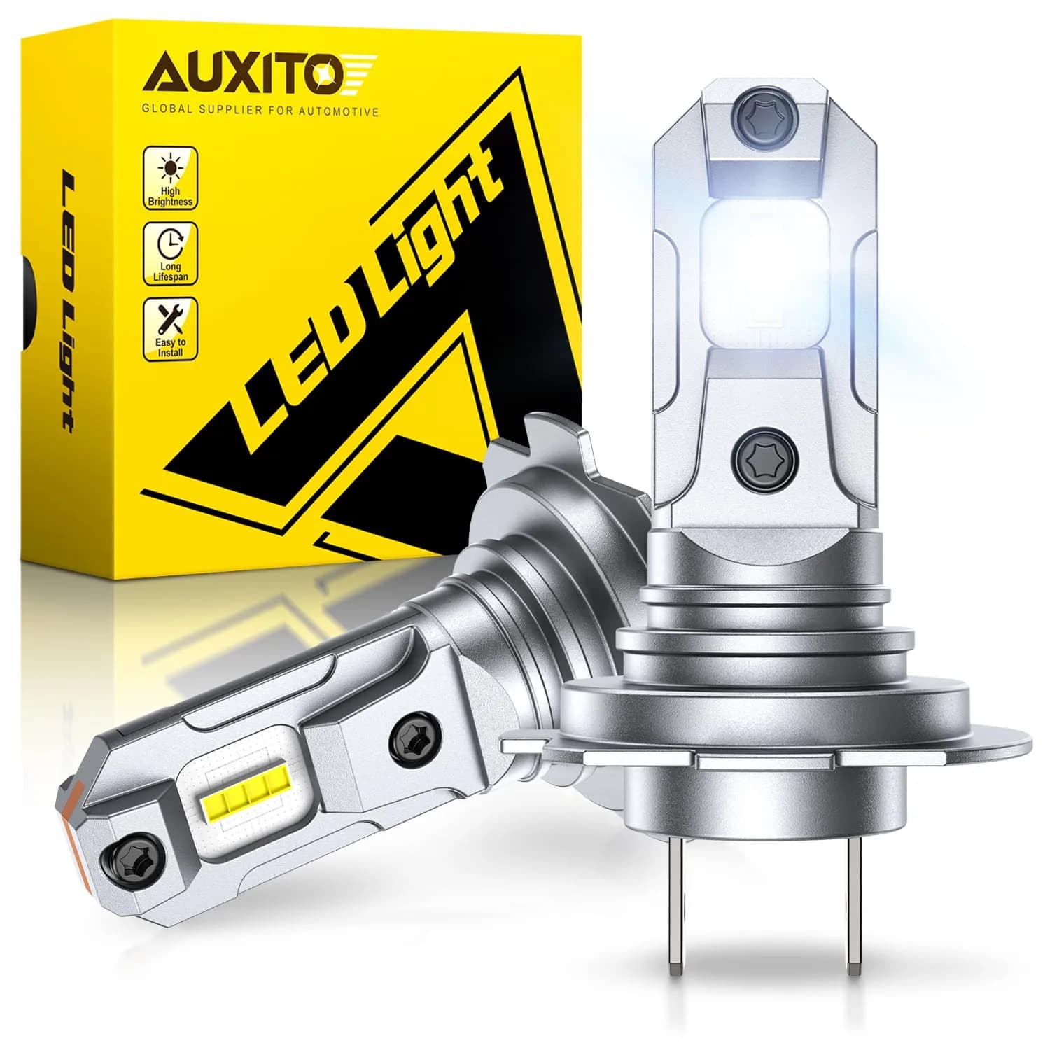 AUXITO H7 LED Headlight Bulbs 6500K Cool White 2-Pack | 600% Brighter, Plug-and-Play - main product image